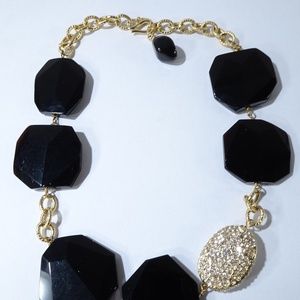 Lee Angel Black Stone Crystal Cluster Necklace NWT